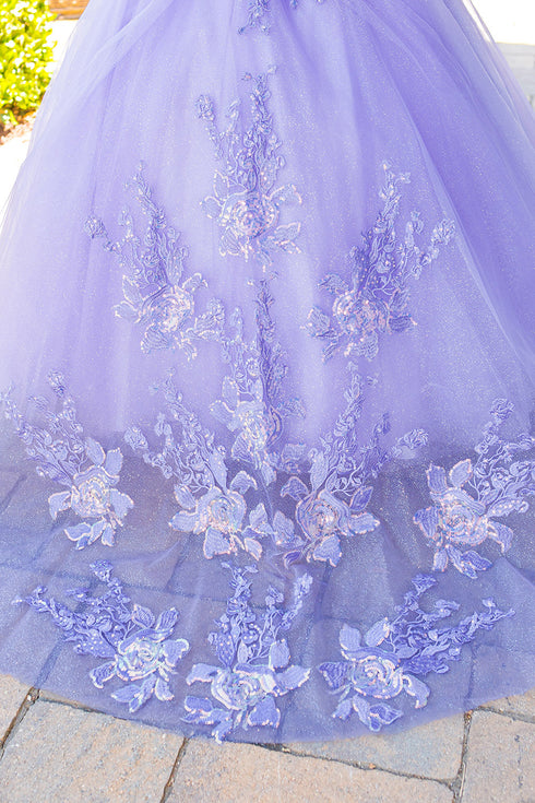 Girls Multi Color Bliss Mini Quince Off-Shoulder Tail Pageant Dress 2-16